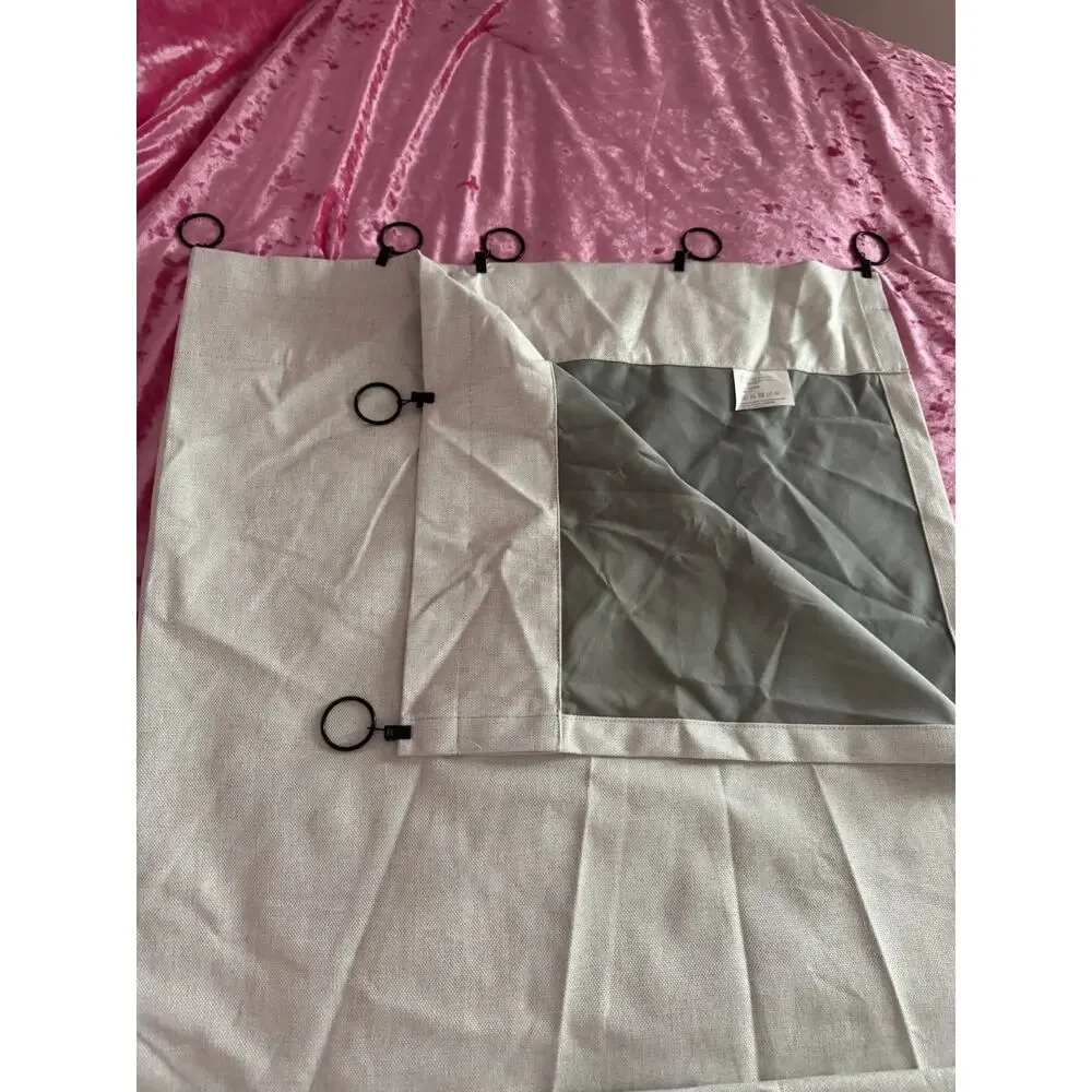 Set of 2 Curtains with hooks beige gray 63 x 50 in neutral